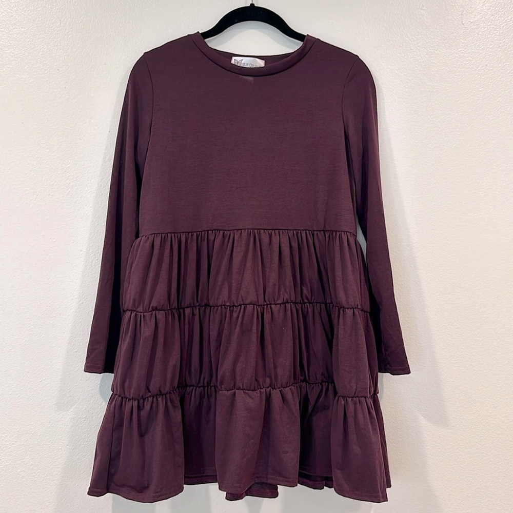 Cotton Emporium Long Sleeve Burgundy Boho Blouse Tunic Top Size XL Girl NWT